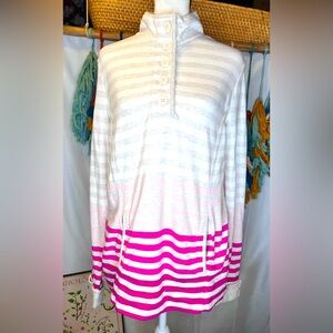 Crown and Ivy Striped Pull-Over Lightweight Sweatshirt Size Medium